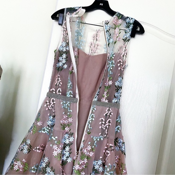 Bronx & Banco Dress Isola Mini Floral Embroidered Beaded Tulle Lace Multi S EUC - Picture 6 of 7